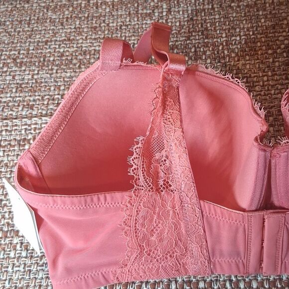 Auden Smooth Light Lift Comfort Wire Demi Coverage Bra Pink Lace 38DDD New - Picture 3 of 8